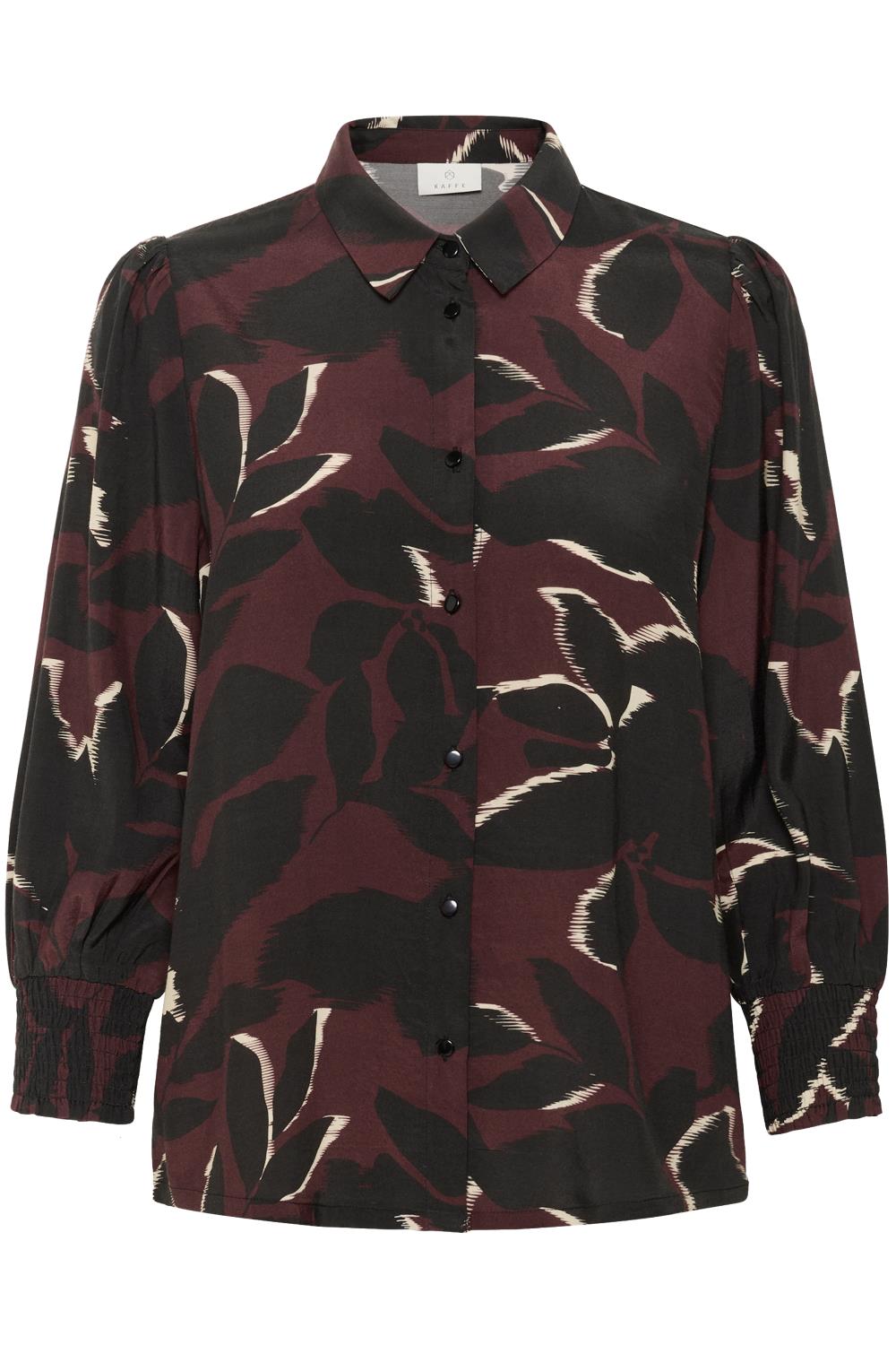 Kaffe KAmille Shirt, mønstret, vinrød/sort