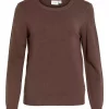 Vila Viril O-neck L/S Knit Top, brun