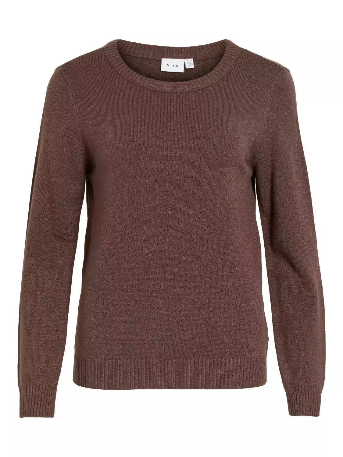 Vila Viril O-neck L/S Knit Top, brun