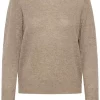Kaffe KAcashie Pullover, ull og kasjmir, lys brun