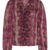 Isay Vibse Ruffle Blouse, lilla