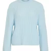 Vila Viellis O-neck l/s knit pullover, lys blå
