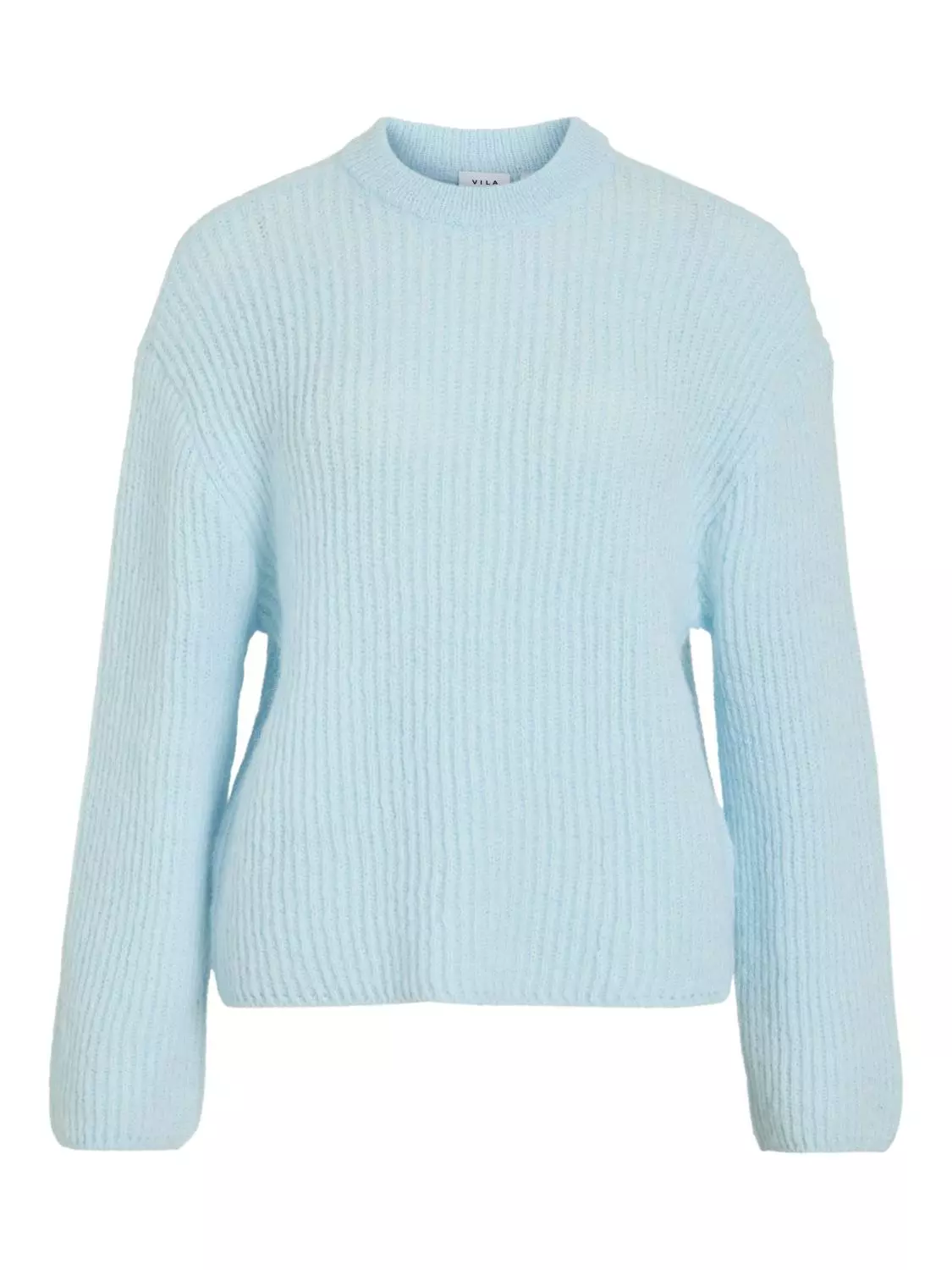 Vila Viellis O-neck l/s knit pullover, lys blå