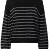Kaffe KAlizz Turtleneck Pullover, sort/sølv stripet