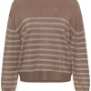 Kaffe KAlizz Turtleneck Pullover, brun/sølv stripet
