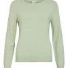 Vila Viril O-neck L/S knit top, lys grønn