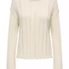 JDY Ophelia l/s Boat Neck Pullover, offwhite