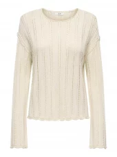 JDY Ophelia l/s Boat Neck Pullover, offwhite