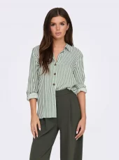 JDY Laurel Life L/S Shirt, hvit/grønn