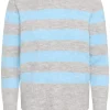 Kaffe KAniel Striped Pullover, grå/blå