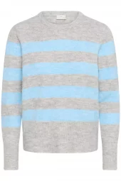 Kaffe KAniel Striped Pullover, grå/blå