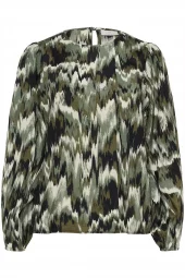 Kaffe KAkia Blouse, grønn mønstret