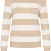 Kaffe KAlizza Striped Knit Pullover, beige/offwhite