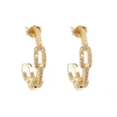 Just Oslo Earring, hoop gold/crystal