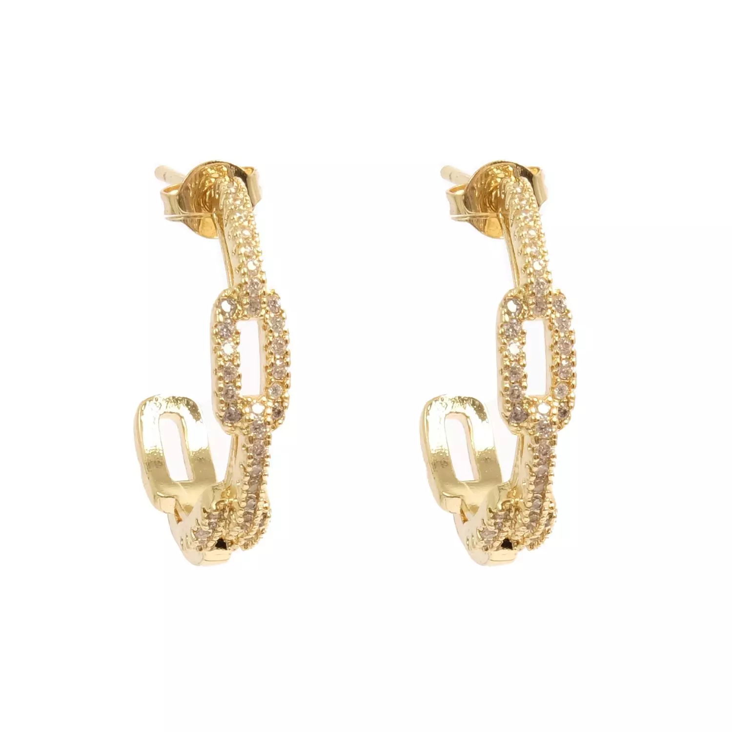 Just Oslo Earring, hoop gold/crystal