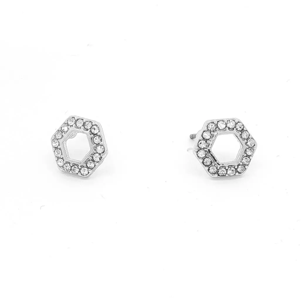 Just Oslo små øredobber, hexagon, sølv