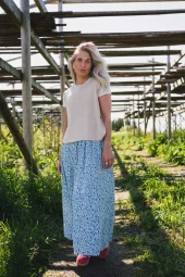 Raus Astrid HW Skirt, blåmønstret
