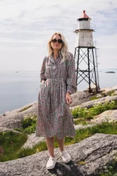 Raus Astrid Shirt Dress, grønn mønstret