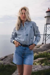 Raus Ida Maja Shirt, stripet m/broderi