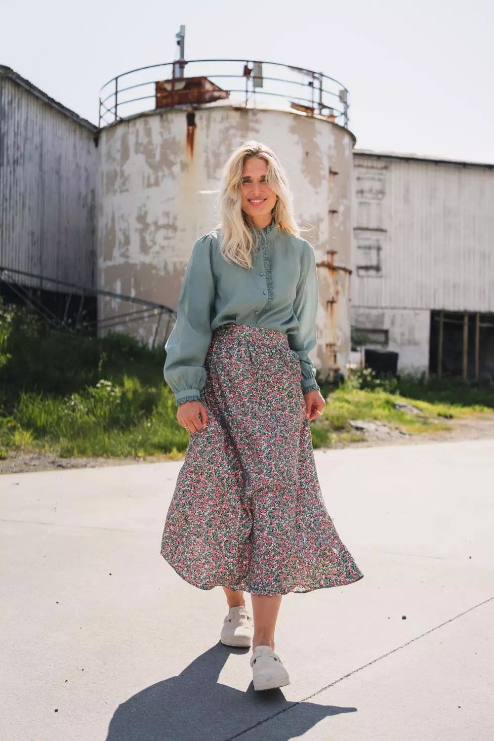 Raus Astrid HW Skirt, grønnmønstret