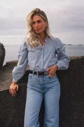 Raus Ida Maja Shirt, stripet blå/hvit