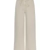 MSCH Lio Pants, vide jeans med knyting, beige