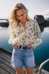 Raus Anna Top, grønn blomstret