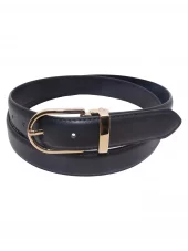 Intex Skandia belte 3 cm klassisk, sort m/gullspenne