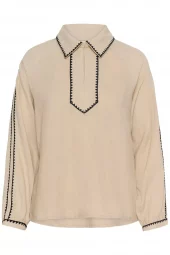 Part Two Aimy Blouse, beige m/sort mønster