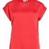 Vila Viellette s/s Satin top, rød