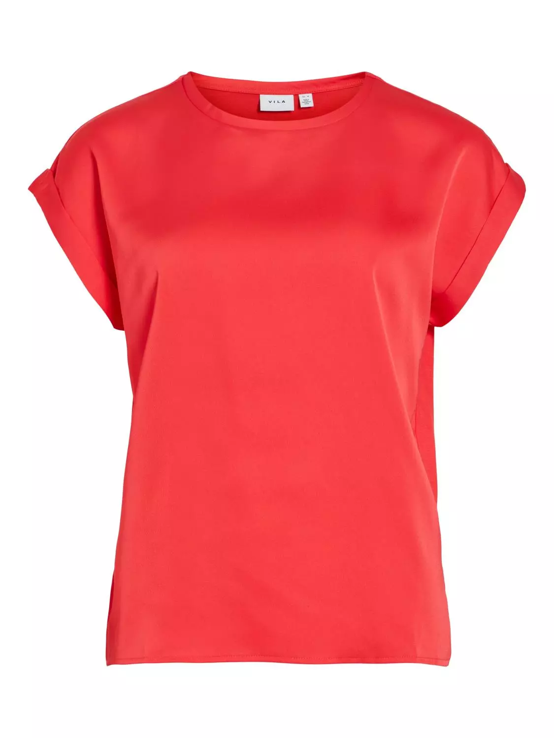 Vila Viellette s/s Satin top, rød