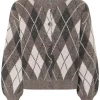 My Essential Wardrobe Paloma Check Knit Cardigan, brun/rutete