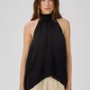 My Essential Wardrobe Raso Top halterneck, sort