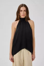 My Essential Wardrobe Raso Top halterneck, sort