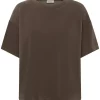 My Essential Wardrobe Helle EMB Boxy tee, brun
