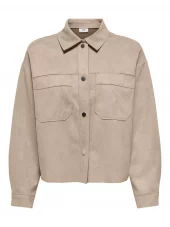 JDY Julle L/S Fake Suede Shirt jrs, beige