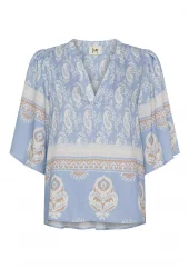 Isay Ane s/s Blouse, lys blå paisley