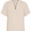 Isay Pearl s/s Blouse, linblanding, beige