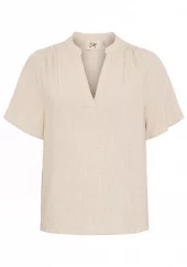 Isay Pearl s/s Blouse, linblanding, beige