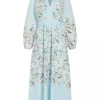 Vila Vizanila Gil L/S midi dress, lyseblå/blomstret
