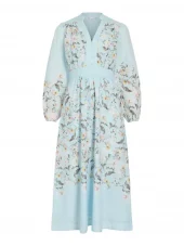 Vila Vizanila Gil L/S midi dress, lyseblå/blomstret