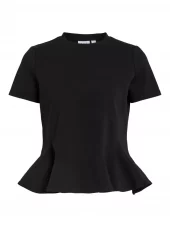 Vila Vivelmera O-neck Peplum T-shirt, sort