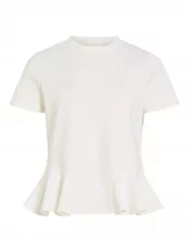 Vila Vivelmera O-neck s/s peplum T-shirt, hvit