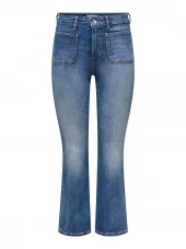 JDY Fina HW ankle flare jeans, medium denimblå