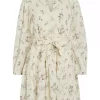 Vila Vimiada l/s Emb Sort Shirt Dress, hvit m/mønster