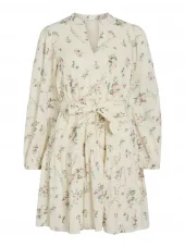Vila Vimiada l/s Emb Sort Shirt Dress, hvit m/mønster