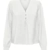 JDY Julie Life L/S V-neck Top, offwhite