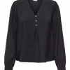 JDY Julie Life L/S V-neck Top, sort