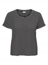 JDY Sissy S/S O-neck Top JRS, marineblå/hvit stripete
