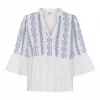 Isay Mina Blouse, hvit m/blått motiv